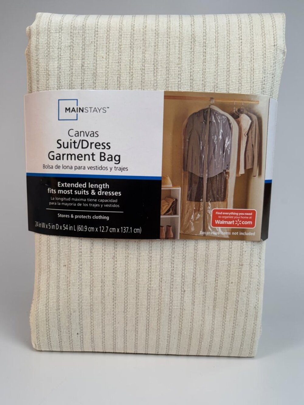 Mainstays Canvas Suit/Dress Garment Bag - Extended Length Fits Most Suits & Dres